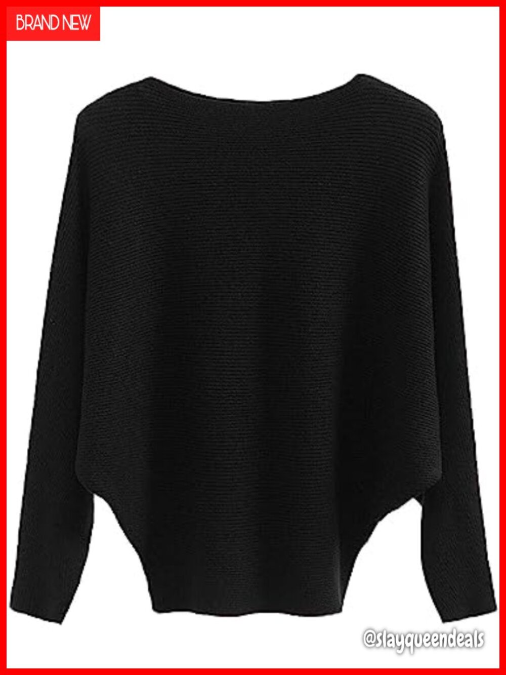 Women's Batwing Dolman Sleeve Knit Sweater Boat Neck Pullover Winter